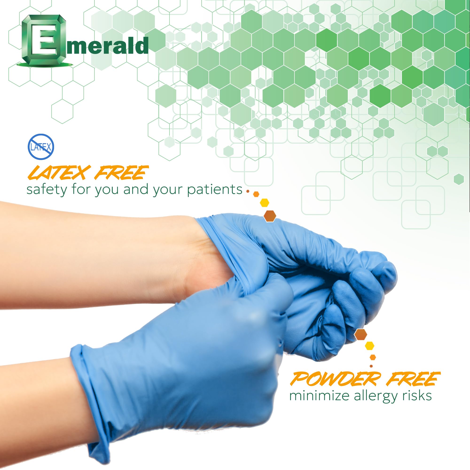 Emerald - 1,000 Gloves - Full Case - Nitrile Medical Exam Gloves, Latex Free, Powder Free, 10 Boxes of 100, Blue, Size: Small