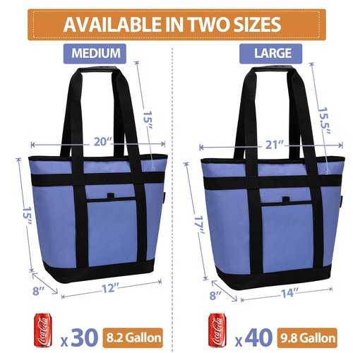 Insulated Cooler Bag, Reusable Grocery Bags for Hot/Cold Food, Thermal Food Delivery Bag for Beach, Travel, Picnics