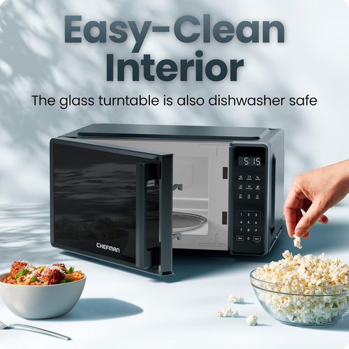 Chefman Microwave Oven - 0.7 Cu. Ft. Capacity, 700 Watts, 10 Power Levels & Child Safety Lock - Black