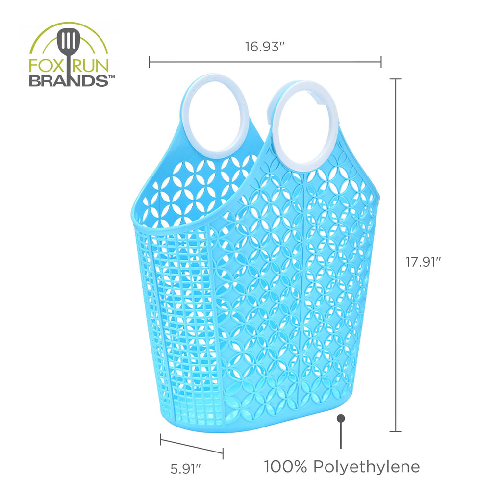 Fox Run Lime Garden Harvest Basket with Built-In Handles, 6" x 14" x 18" Plastic Cleaning Caddy and Laundry Tote