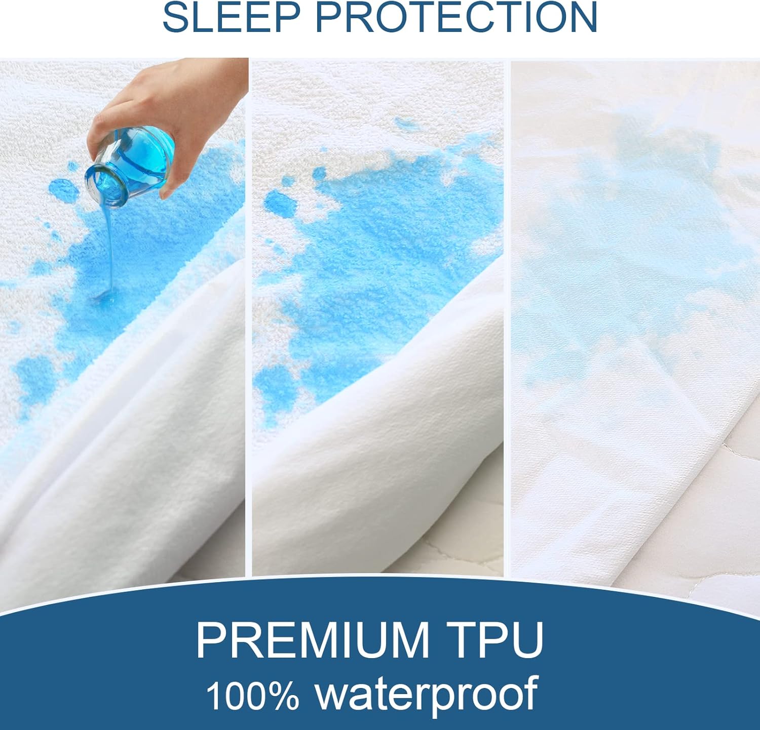 Skiennix Full Size Mattress Protector - Waterproof & Breathable Terry Topper Pad | 14'' Fitted Cover