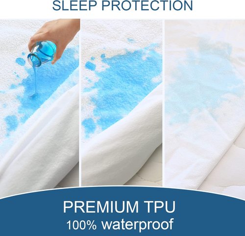 King Size Mattress Protector by [Brand Name] - 100% Waterproof & Noiseless, Ultra Soft Terry Fabric, Fits Up to 18''