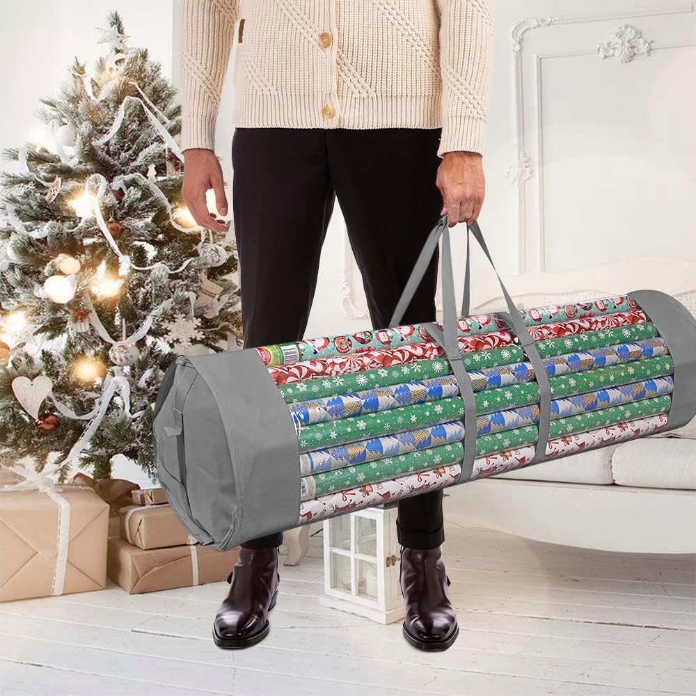 ProPik Wrapping Paper Organizer - Heavy Duty Storage Bag for 40-Inch Rolls | Holds Up to 24 Rolls, Clear PVC