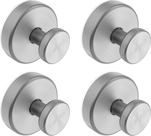 Bntuk Suction Cup Hooks - Removable Bathroom Towel Hooks for Shower & Glass Door | 4 Pack, Silver