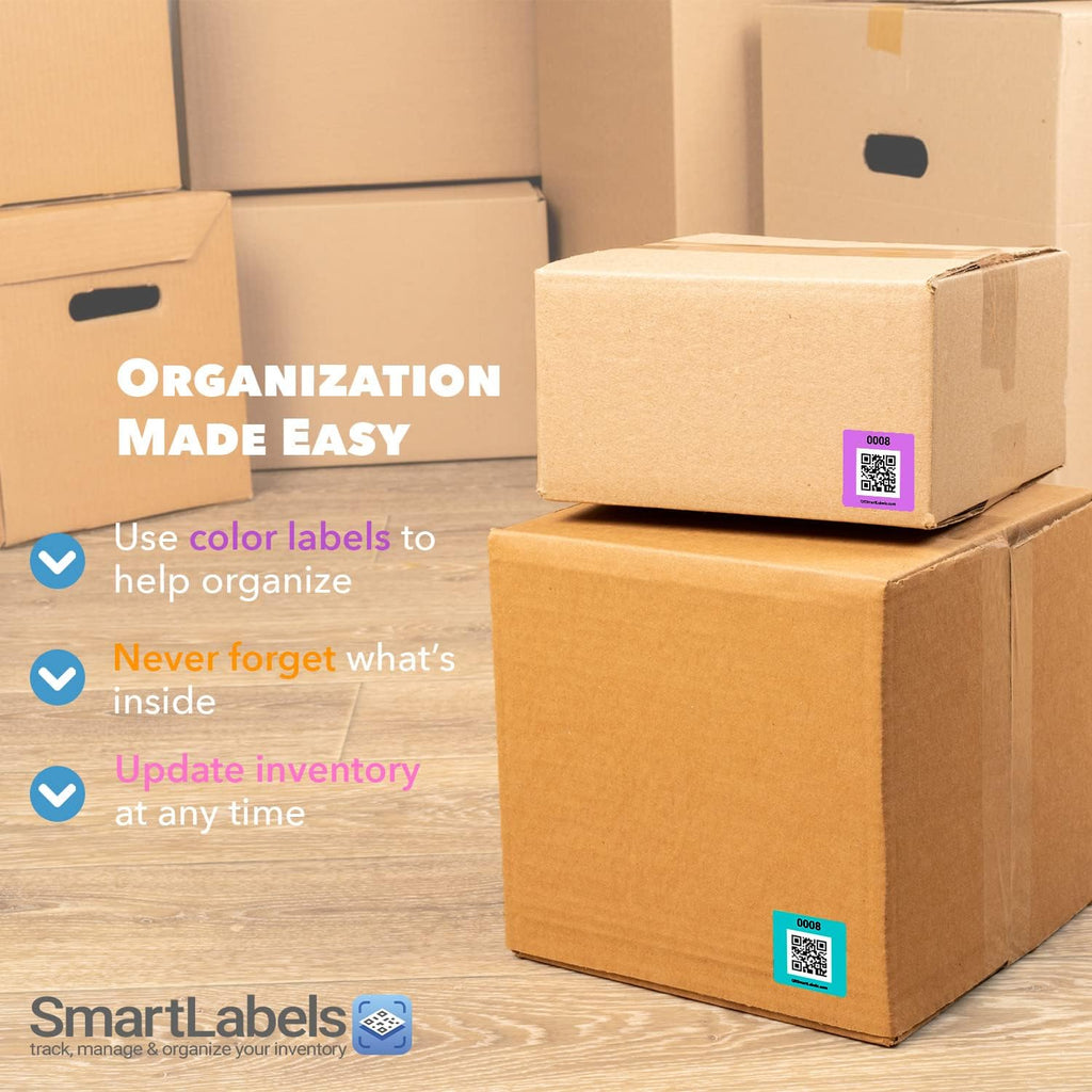 Smart Labels QR Code Stickers - Pack of 48 Modern Labels for Storage & Inventory Tracking | Made in USA