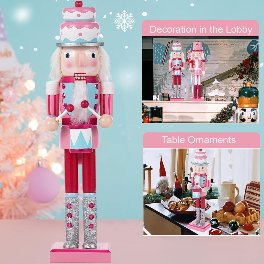 Christmas Decorations Nutcracker Ornaments,15 inch Traditional Wooden Nutcracker Figures Soldier,Festive Christmas Nutcracker Gift