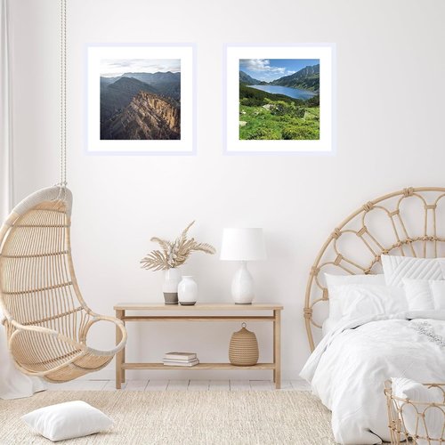 JCJMY 22x22 Picture Frame - White Wall Hanging Frame with Shatter-Resistant Plexiglass & 18x18 Mat