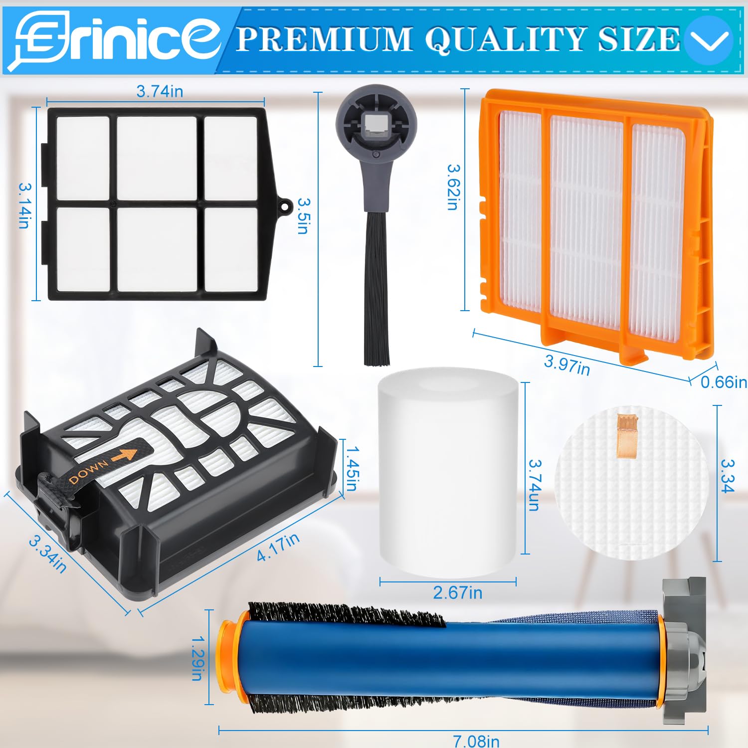 Erinice Replacement Parts for Shark AI Robot Vacuum AV2501S AV2501AE RV2502AE RV2520AOUS AV2510AOUS RV2610WA Accessories Kit with Main Roller Brush Filters, Foam & Primary Filters, Side Brushes