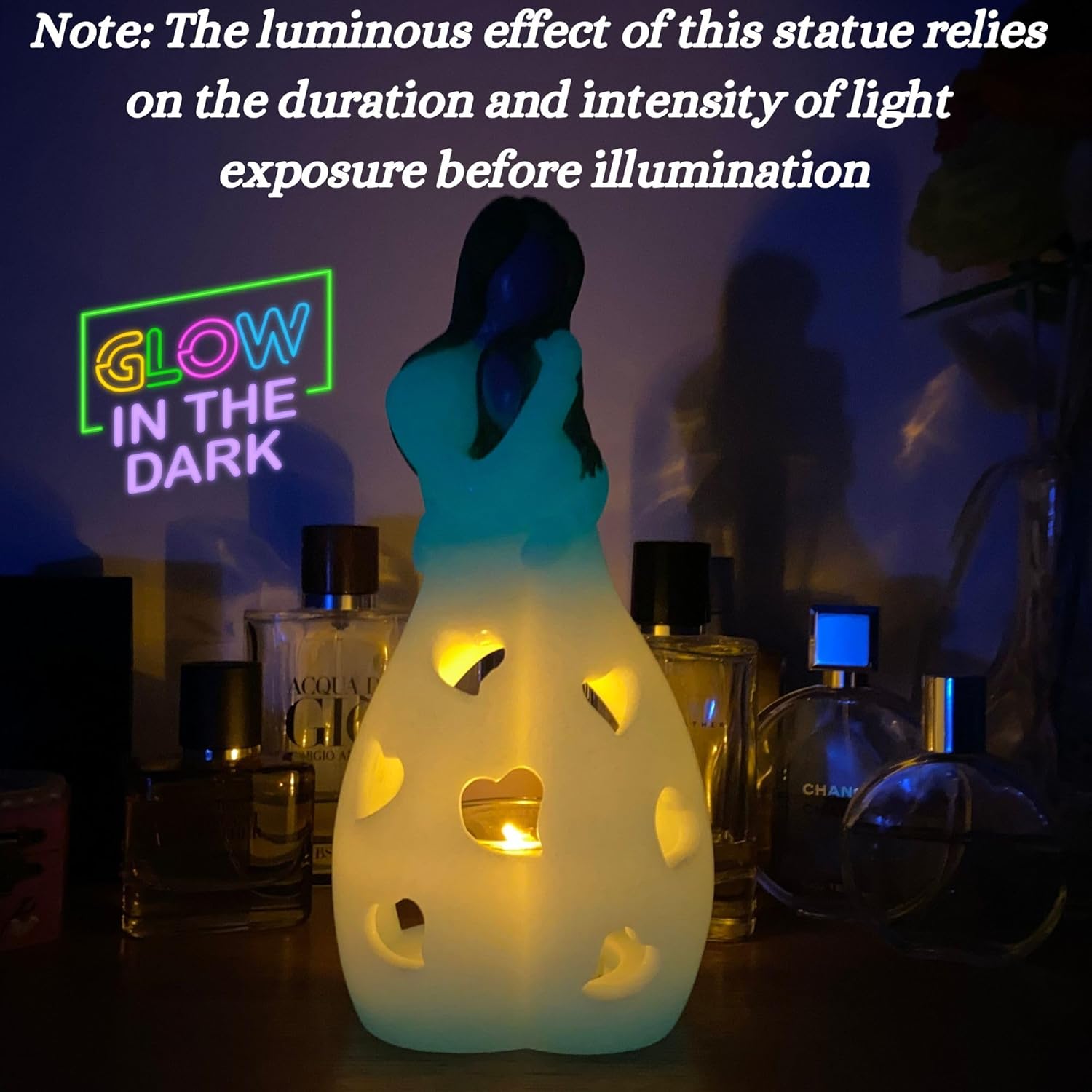 Mother-Daughter Candle Holder Statue - Glow in The Dark with Flickering LED | Hand-Painted Gift for Mother's Day, Christmas, Birthday