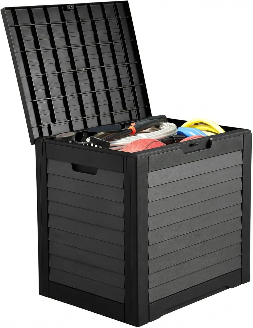 YITAHOME Outdoor Storage Box - 35 Gallon Waterproof Resin Deck Box with Lockable Lid | Black