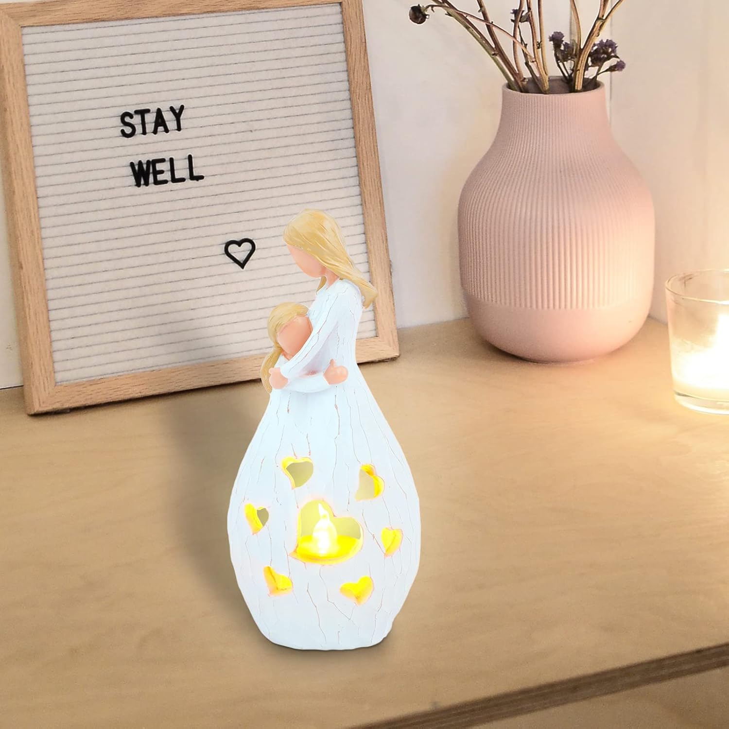 Skiennix Candle Holder Statue - Flickering LED Light for Mom | Perfect Birthday & Mother's Day Gift