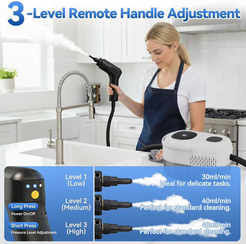 Skiennix Steam Cleaner - 2500W High-Pressure Steamer with 15s Fast Heat-Up & 1.4L Tank | 14 Accessories Included