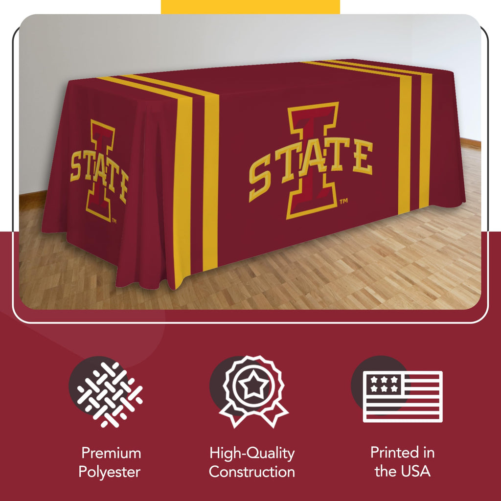 Victory Corps Iowa State Cyclones College Sports Printed Table Throw - NCAA Licensed - Polyester - School Tablecloth (Red) (6' Draped)