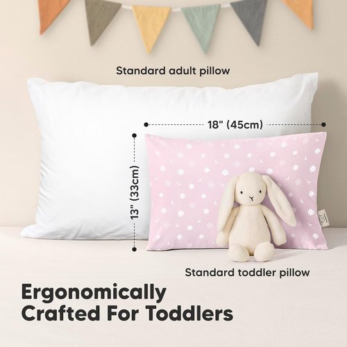 KeaBabies Toddler Pillows - Soft Organic Cotton for Ages 2-5 | 13x18 Inches, Machine Washable, Ideal for Sleep & Travel