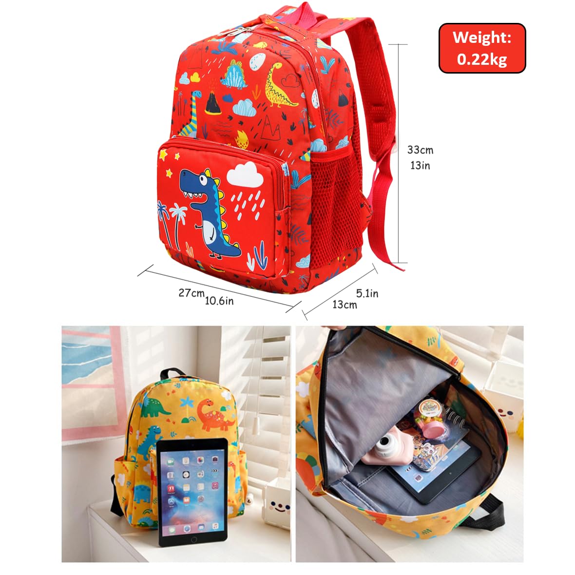 POWOFUN13 inch Kids Toddler Preschool Travel Backpack Cute Cartoon Backpack For Girls Boys Baby