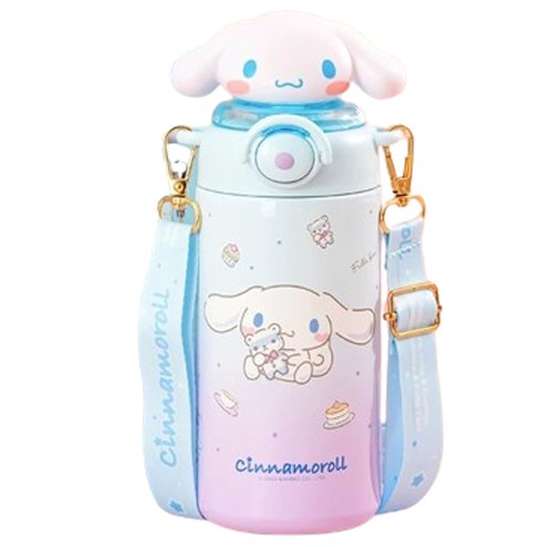 Many Rainbows Cinnamoroll White Stainless Steel Insulated Water Bottle (Straw) with Strap 600ml