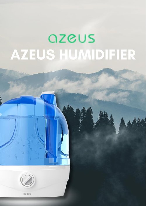 AZEUS Ultrasonic Cool Mist Humidifier - 2.8L Capacity for Bedroom & Nursery | Quiet, BPA-Free, 30-Hour Run Time
