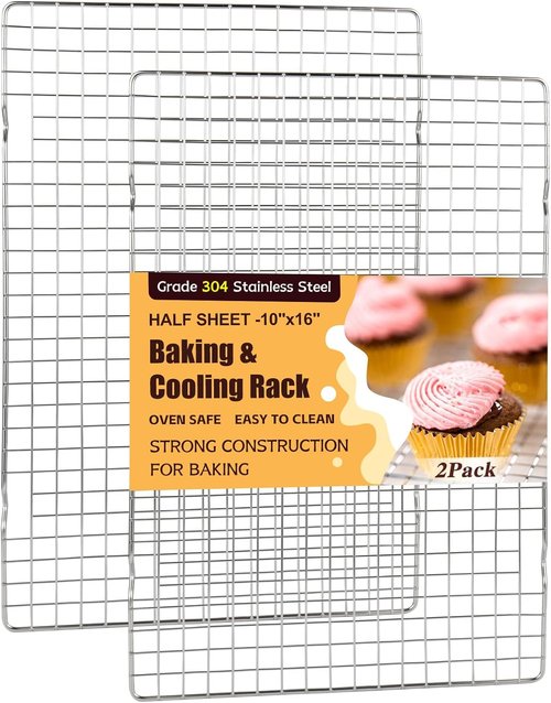 Heavy Duty 304 Stainless Steel Cooling Racks by [Brand Name] – 2 PCS 10" x 16" Oven & Dishwasher Safe for Baking & Grilling