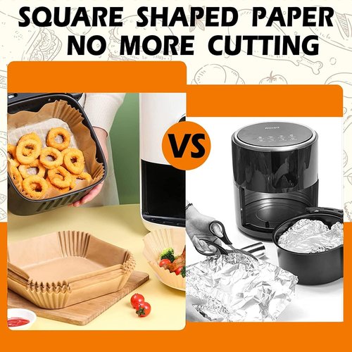 Air Fryer Liners - Non-Stick 10-Inch Square Disposable Parchment Paper | Oil Resistant & Waterproof