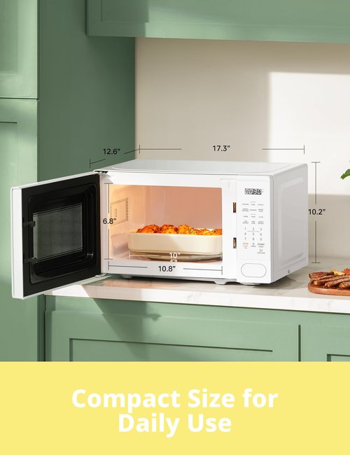 COMFEE CMO-C20M1WH Retro Microwave with 11 power levels, Fast Multi-stage Cooking, Turntable Reset Function Kitchen Timer, Speedy Cooking， Weight/Time Defrost, Memory function, Children Lock, 700W