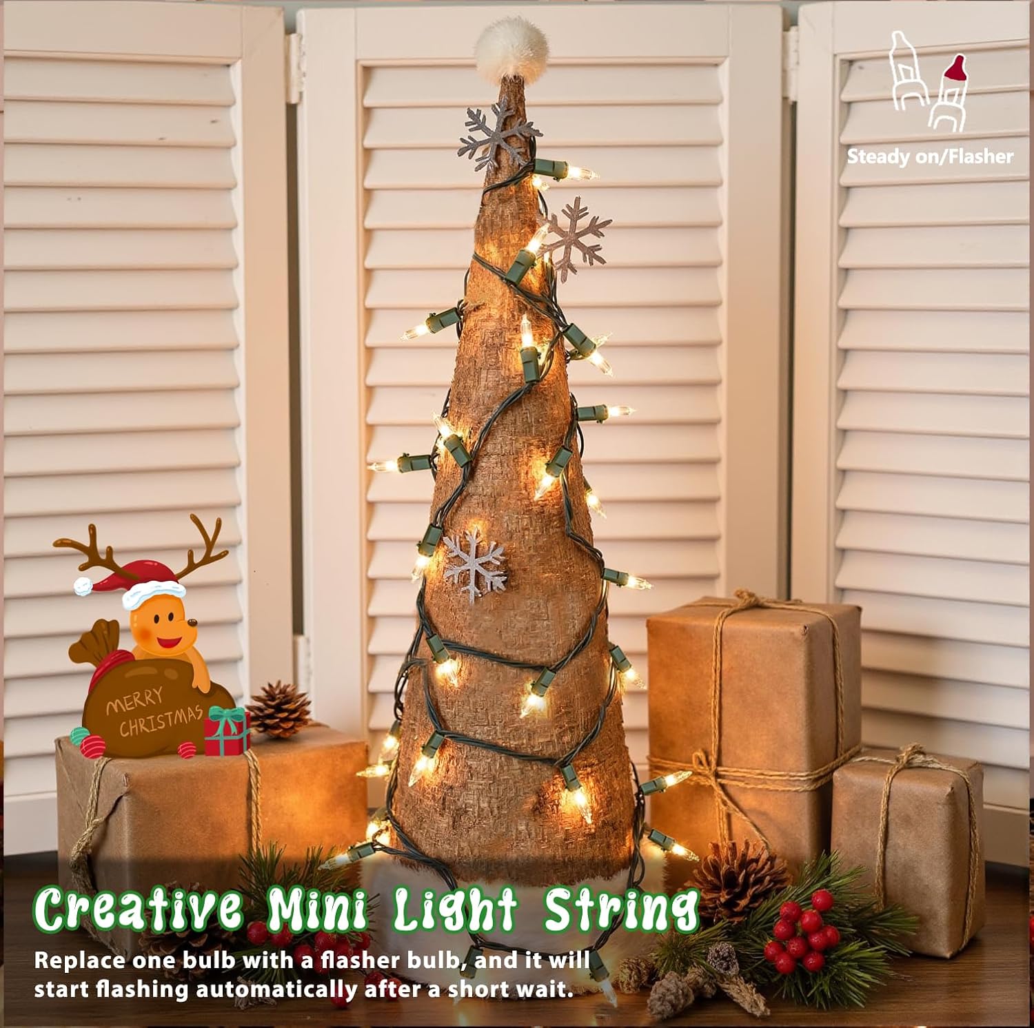 Warm White Christmas Lights by [Brand Name] - 50-Count Mini String Lights | 13FT Connectable for Indoor & Outdoor Holiday Decor