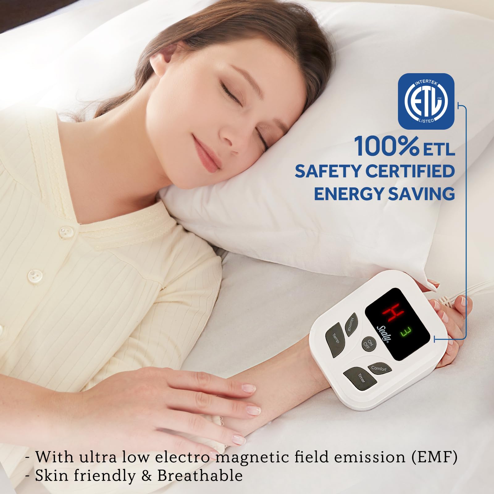Sealy Heated Mattress Pad King Size 78x80 Inch with Dual Control 10 Heated Settings | Zone Heating Electric Mattress Pad | Auto Shut Off 1-9 Hours| Fit Up to 17" Deep Pocket | Machine Washable