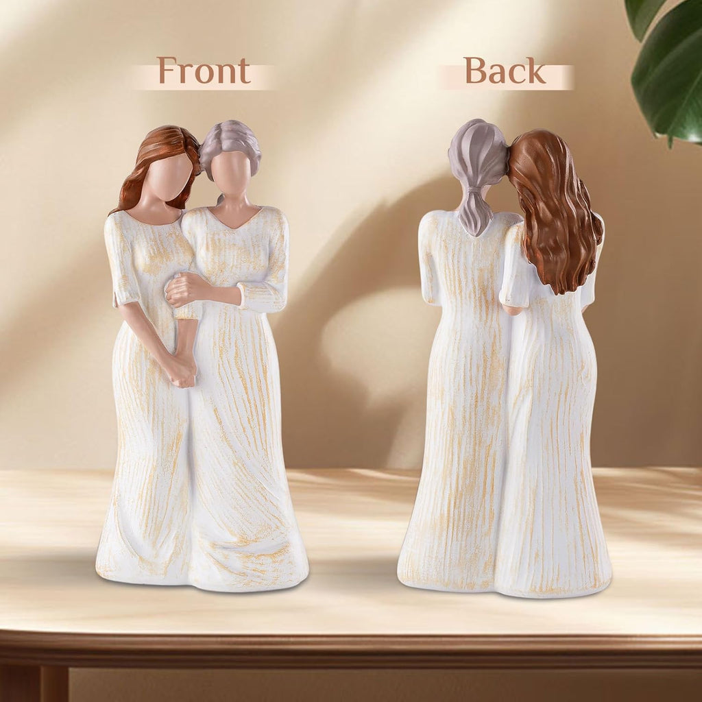Storieme Hand-Painted Mother Daughter Figurine Statue - Sentimental 7.7" Birthday Gift for Mom