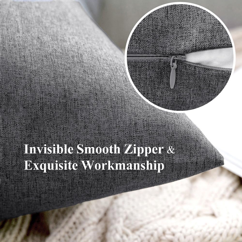 MIULEE Decorative Outdoor Throw Pillow Covers - Waterproof Faux Linen Cushion Cases | 20x20 Inch Light Grey (Pack of 2)