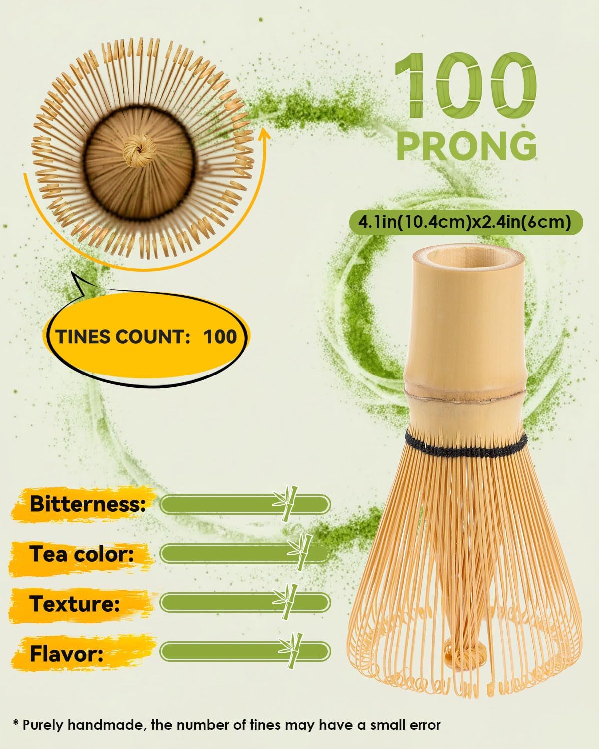 Matcha Whisk | 2-Pack Bamboo Chasen Set - Handcrafted 100-Prong Stirrer for Authentic Tea Preparation