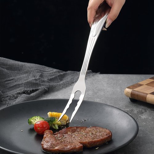 ReaNea Meat Fork, Heavy Duty Stainless Steel Carving Cooking Fork, Grill Serving Fork for Slicing & Serving Roasts, Turkey, BBQ – Comfortable Non-Slip Grip, Kitchen & Grill Essential