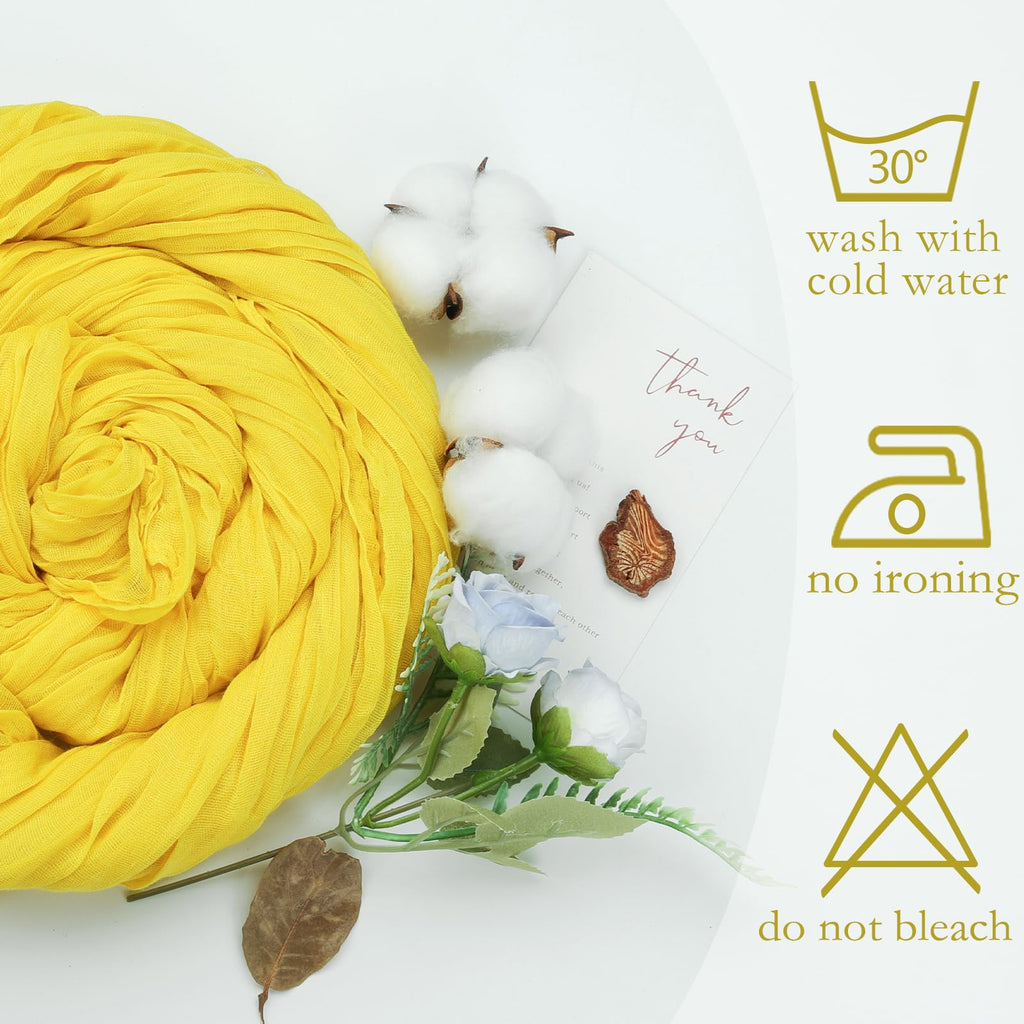 6 Pack Lemon Yellow Table Runner 10ft Boho Gauze Fabric Cheesecloth Table Runner 35 x 120 Inch Rustic Sheer Runner for Holiday Baby Shower Home Décor Party Wedding Decoration