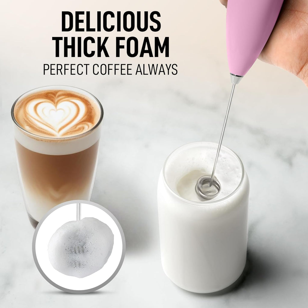 Zulay Kitchen Whisk Milk Frother - Powerful Handheld Foam Maker for Coffee & Lattes | Includes 4 Duracell Batteries