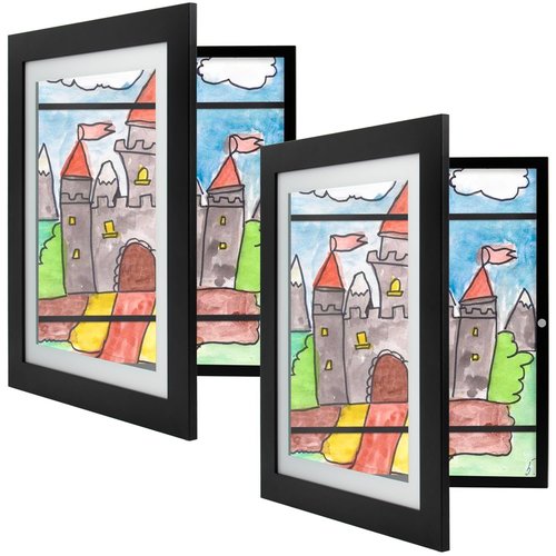 Golden State Art, 10x12.5 Kids Art Frames, Front-Opening Picture Frame Great for Kids Drawings, Artworks, Children Art Projects, Schoolwork, Home or Office (Black Set of 2)