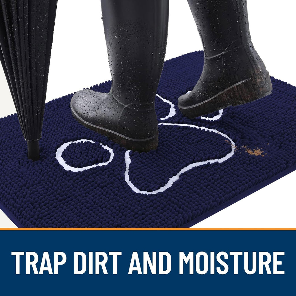 OLANLY Dog Door Mat - Absorbent Non-Slip Mud Mat for Paws | 70x24 Inches, Navy Blue, Quick Dry Chenille