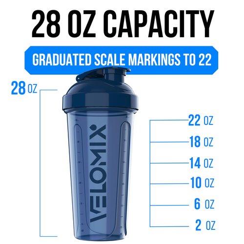VELOMIX -4 PACK- 28 oz Protein Shaker Bottle for Protein Mixes - 4x Wire Whisk | Leak Proof Shaker Cups for Protein Shakes | Protein Shaker Bottle Pack | Protein Shake Cup (NeoCool Pack)