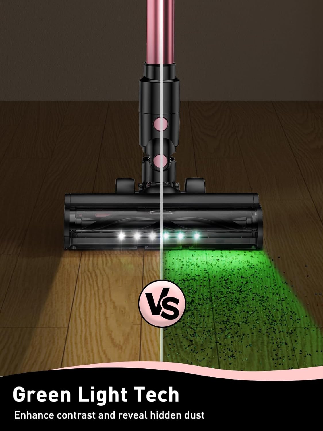 VICEASE Cordless Vacuum Cleaner - 8-in-1 Powerful Suction for Home | Lightweight, LED Display, 45 Min Battery, Pink