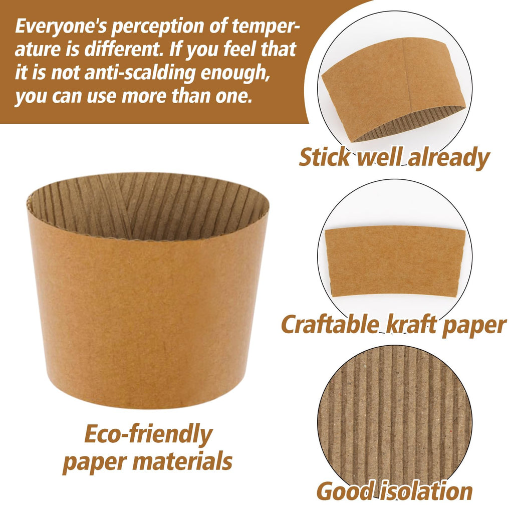 MAQIHAN 75PCS Coffee Cup Sleeves - Hot Coffee Sleeves Disposable Cold Drinks Iced Insulator Cozy Sleeve Coffee Shop Essential Corrugated Paper Insulated Hot Beverage Hand Protection Sleeve Fit 12-20oz