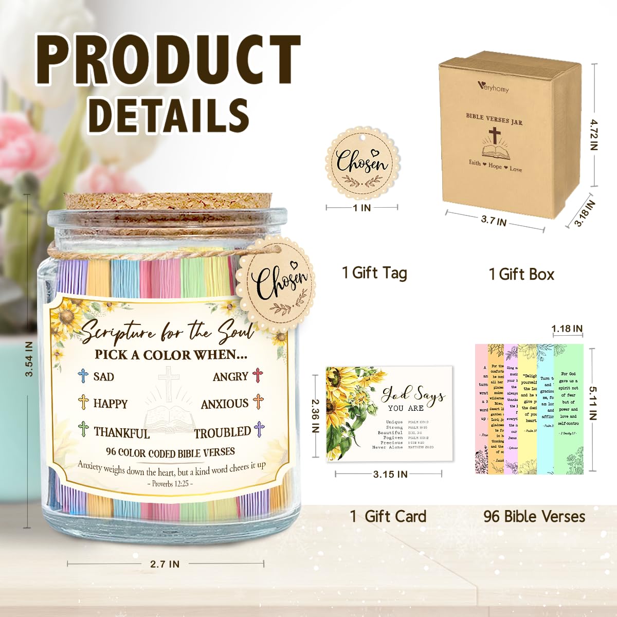 Mothers Day Gifts For Mom From Daughter, Son - Inspirational Bible Verse Jar, Religious Christian Gifts For Women Men - Prayer Jar with Scriptures for Nana Sisters Besties, Birthday Presents For Moms