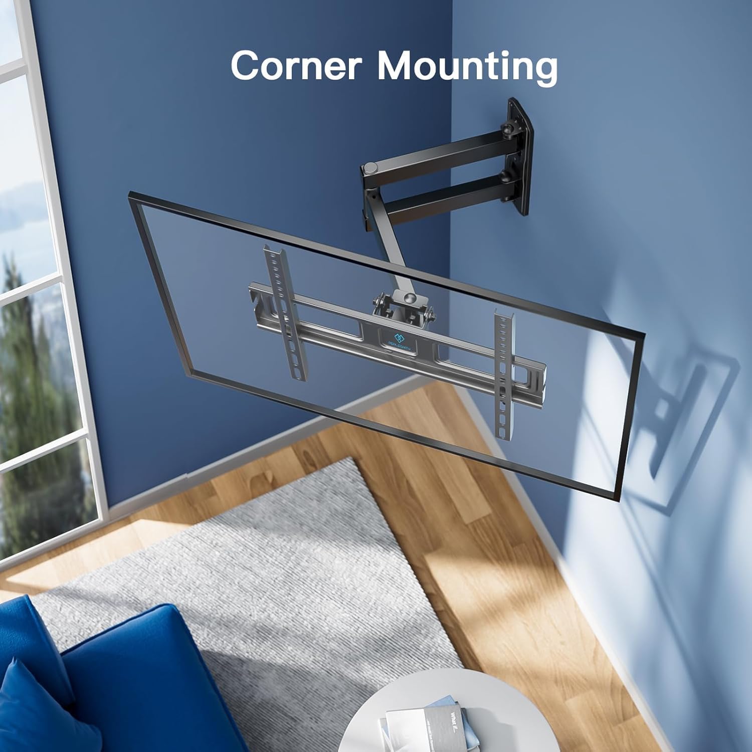 Perlesmith Corner TV Wall Mount - Full Motion Bracket for 26-65 Inch TVs | Swivel, Tilt, Level, Max VESA 400x400mm
