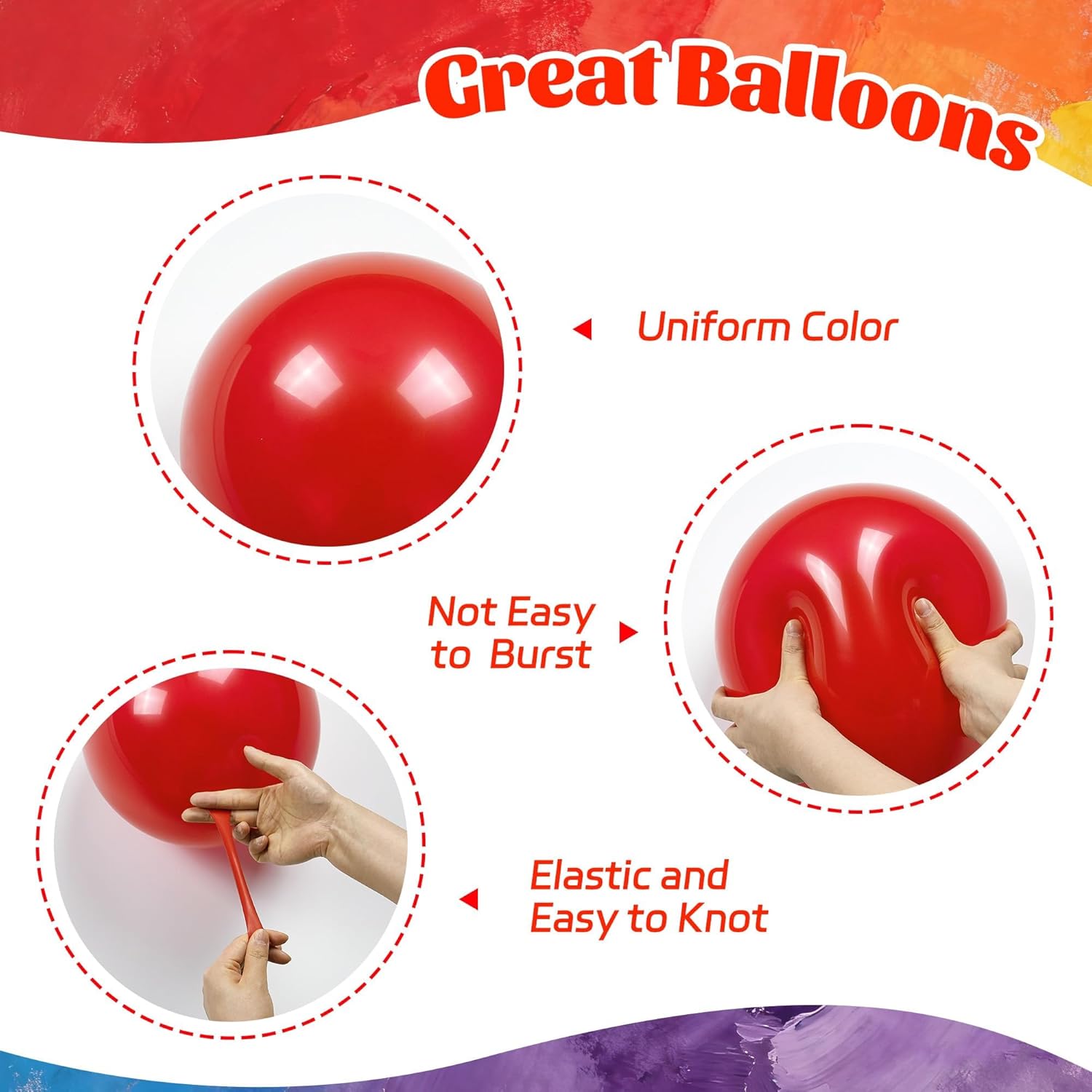 Rainbow Balloons | 12-Inch Latex Balloons - 50 Pack for Colorful Baby Shower & Birthday Decorations