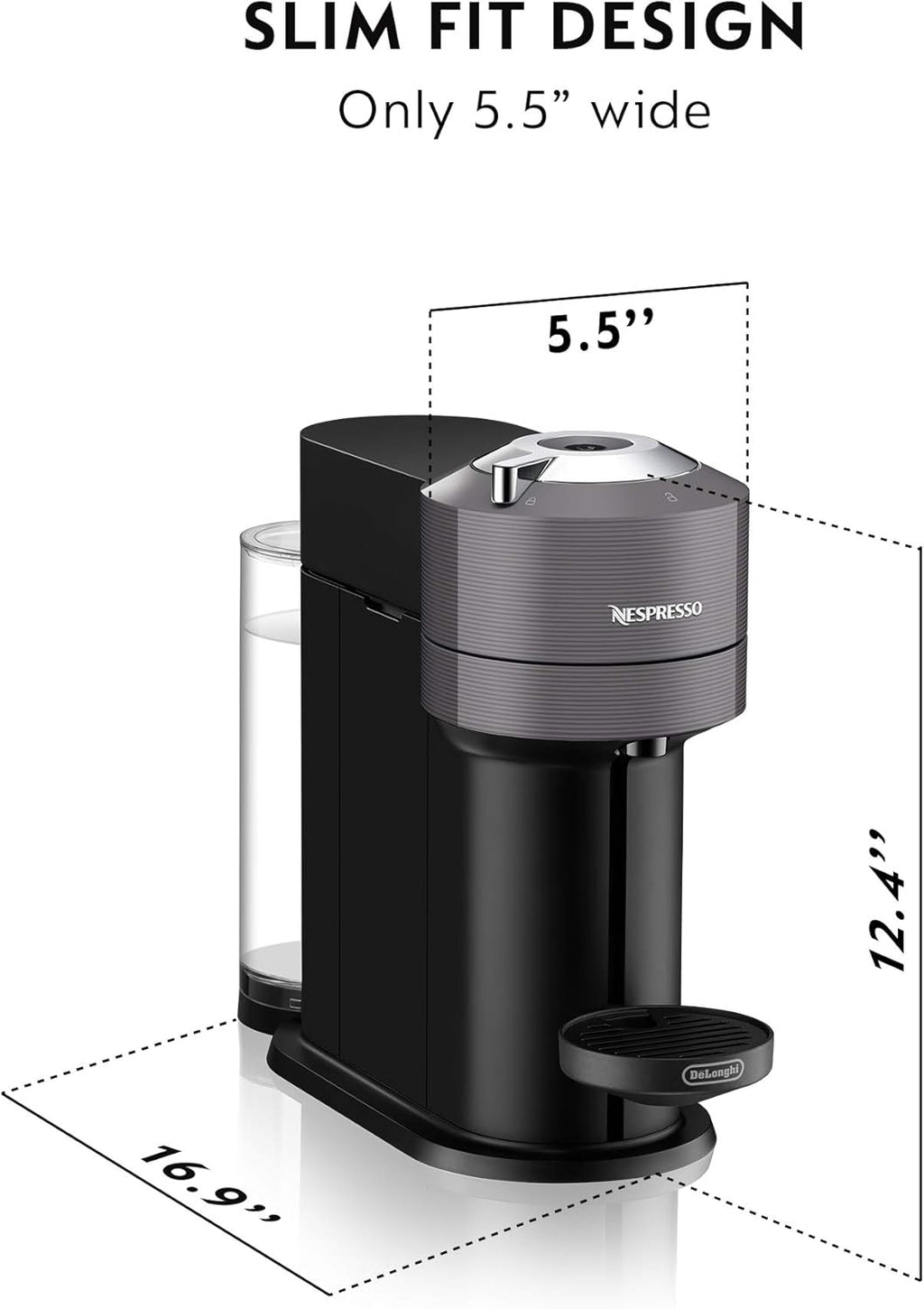 Nespresso Vertuo Next Coffee & Espresso Maker - 1260 Watts - Sleek Dark Gray Design