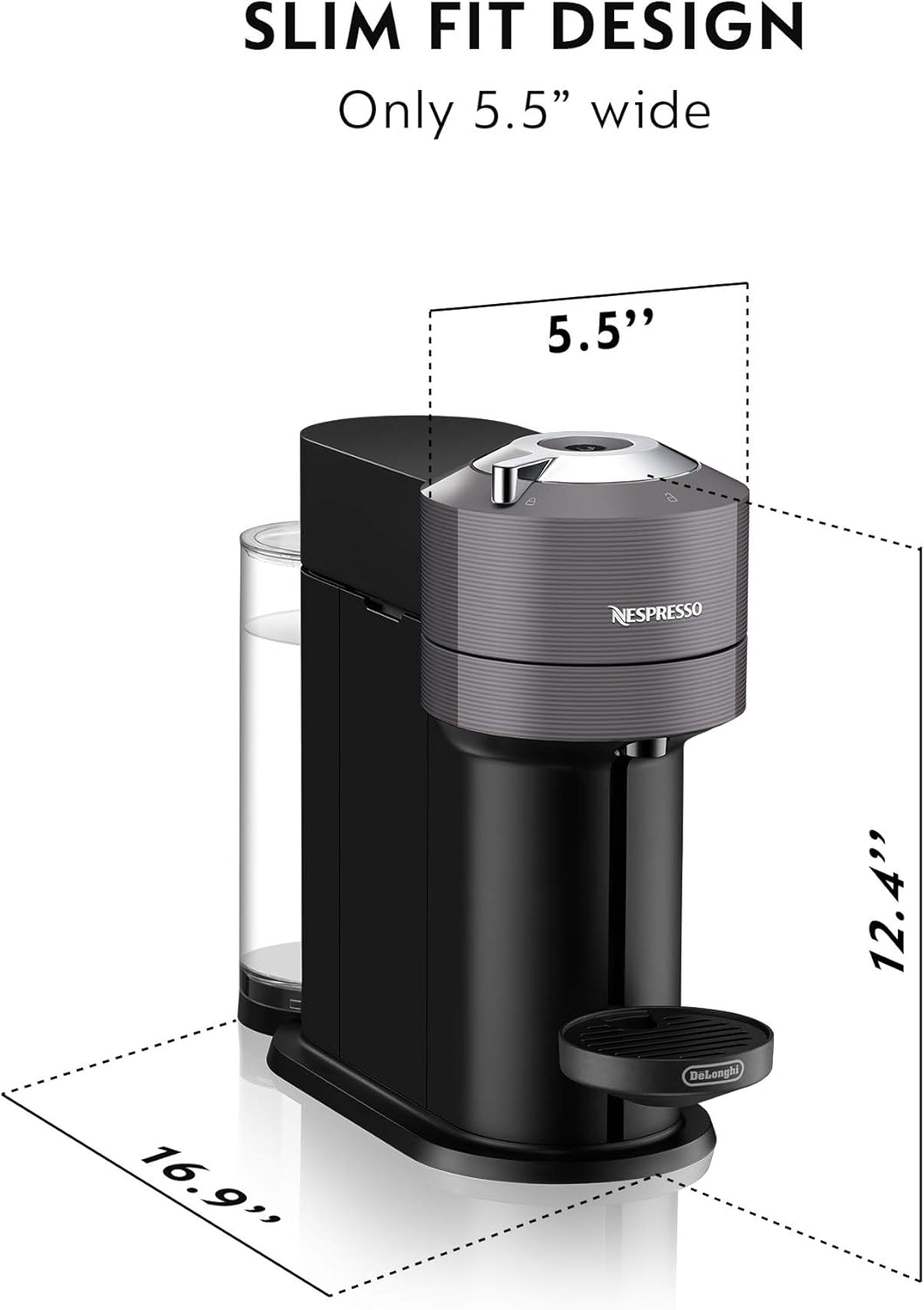 Nespresso Vertuo Next Coffee & Espresso Maker - 1260 Watts - Sleek Dark Gray Design