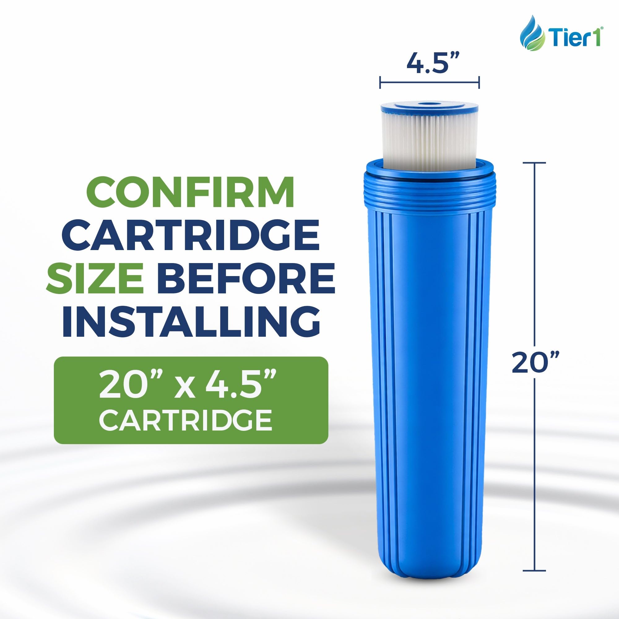 Tier1 30 Micron 20x4.5 Water Filter | Whole House Sediment Water Filter | Pleated Polyester Cartridge | Replacement for Pentek R30-20BB, 155430-43, SPC-45-2030 | High-Flow 4.5 x 20 Water Filter (3pk)