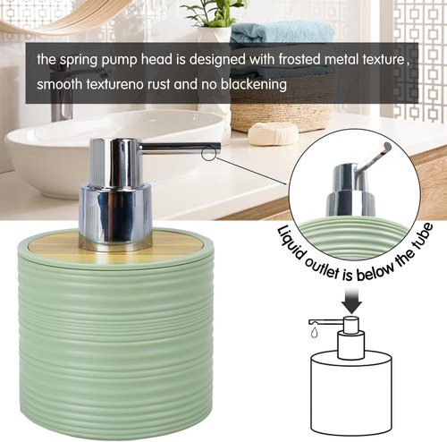 CERBIOR 6-Piece Bamboo Bathroom Accessories Set - Soap Dispenser, Toothbrush Holder & More | Sriral Green