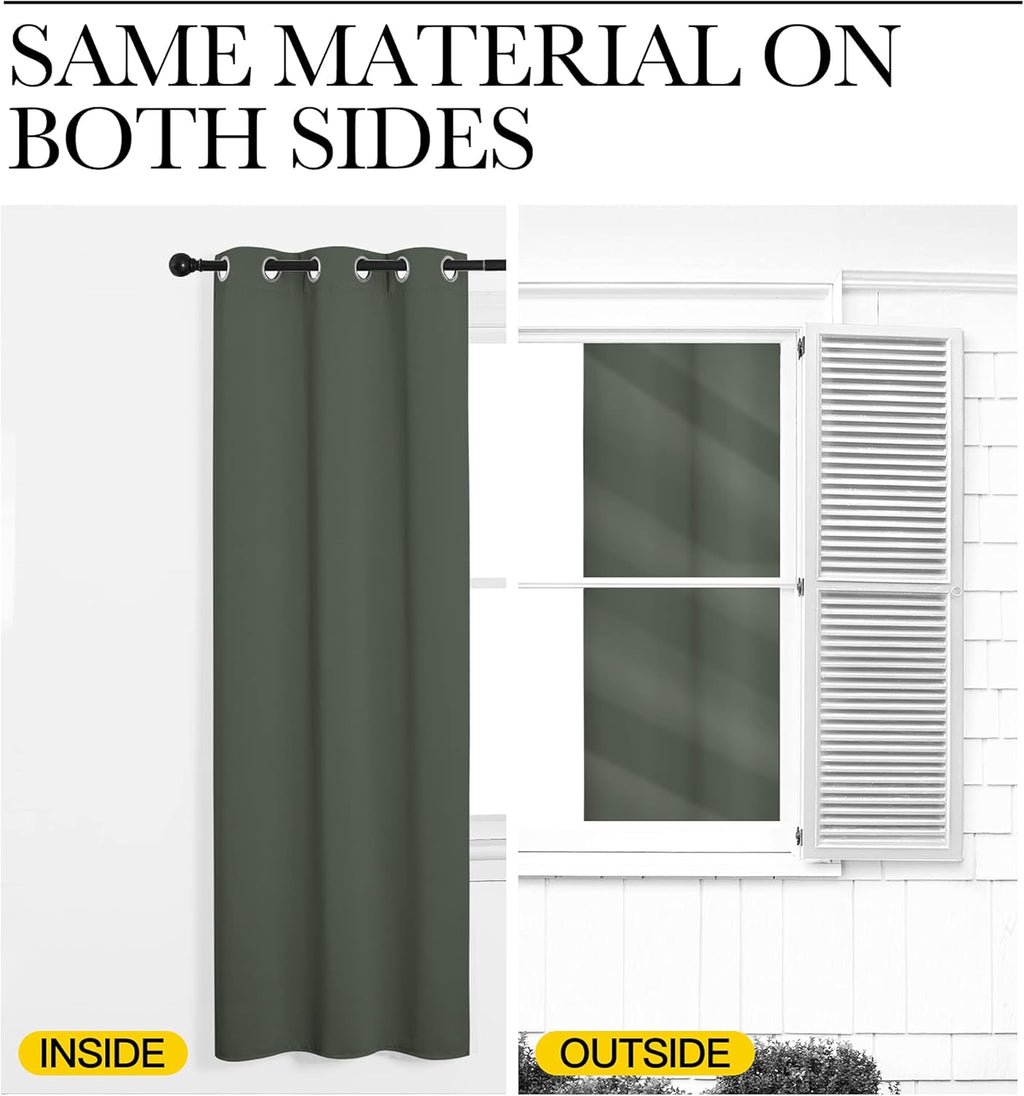 NICETOWN Blackout Curtains - Thermal Insulated Grommet Drapes for Living Room | 55 x 86 Inches, Dark Mallard (1 Pair)