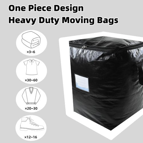 Heavy Duty Moving Bags by 3 Pack | Extra Large 91L Waterproof Storage Totes with Reinforced Handles