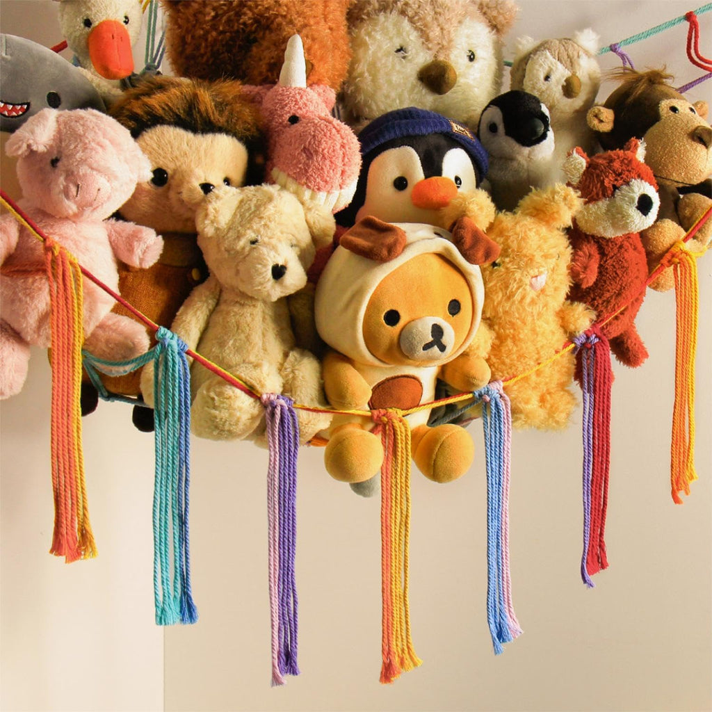 Mirolam Stuffed Animal Hammock - Cute Rainbow Unicorn Storage Net for Teen Girls & Baby Rooms | XL Size