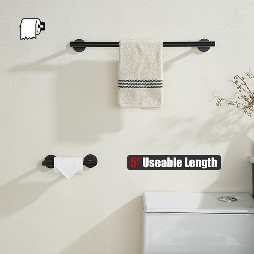 JQK Black Toilet Paper Holder - Double Post Wall Mount Tissue Holder | Durable 304 Stainless Steel for Mega Rolls