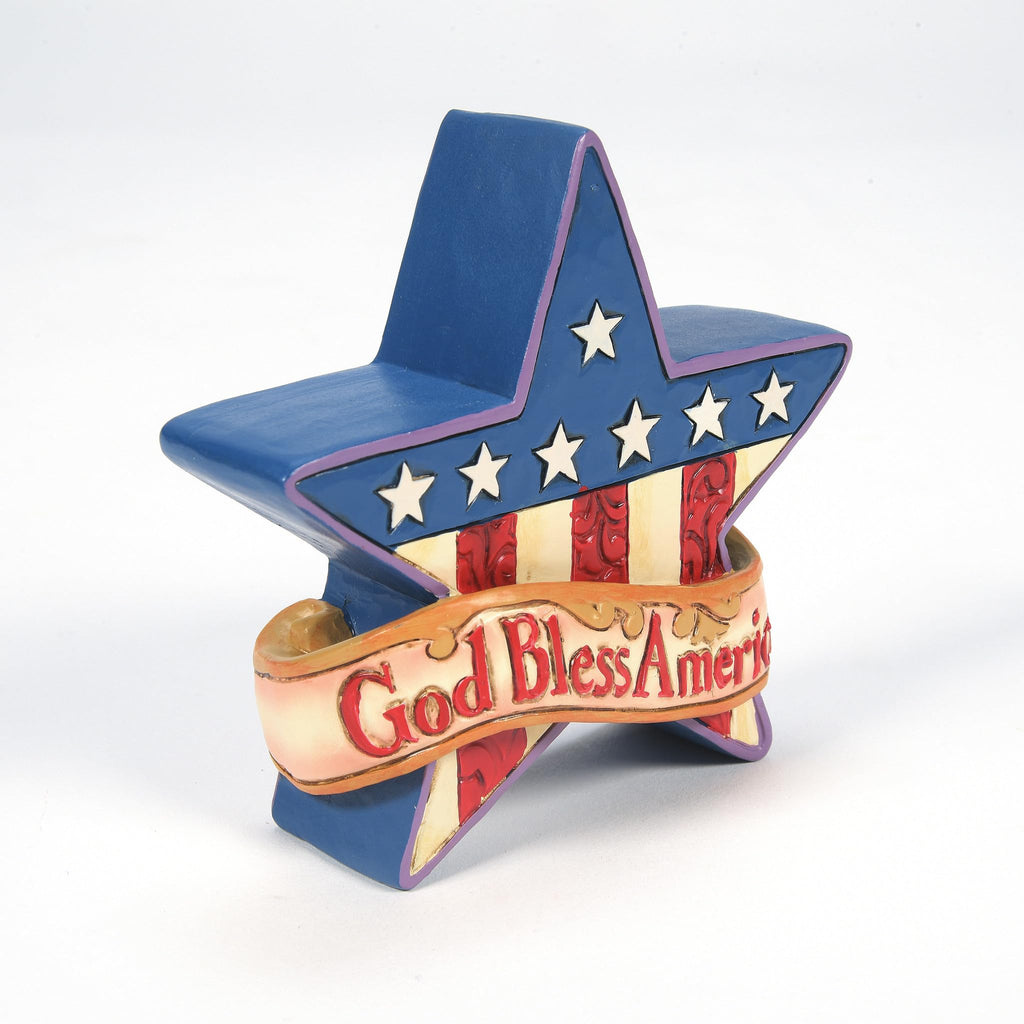 Enesco Jim Shore Heartwood Creek Patriotic Star America Miniature Figurine - Stone Resin Hand Painted Crafted Collectible Decorative USA Mini Figurines Home Decor Statue, 3.6 Inch