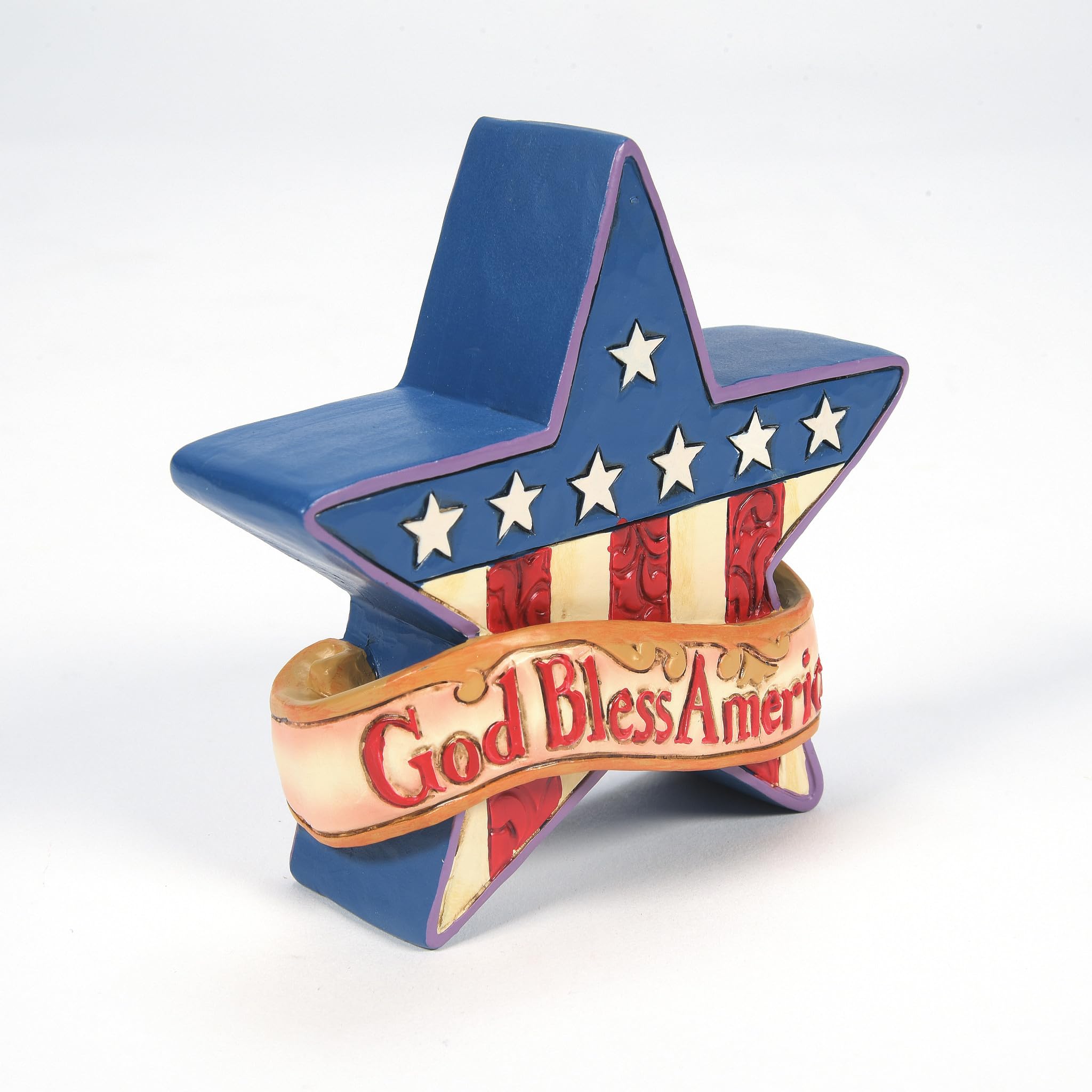 Enesco Jim Shore Heartwood Creek Patriotic Star America Miniature Figurine - Stone Resin Hand Painted Crafted Collectible Decorative USA Mini Figurines Home Decor Statue, 3.6 Inch